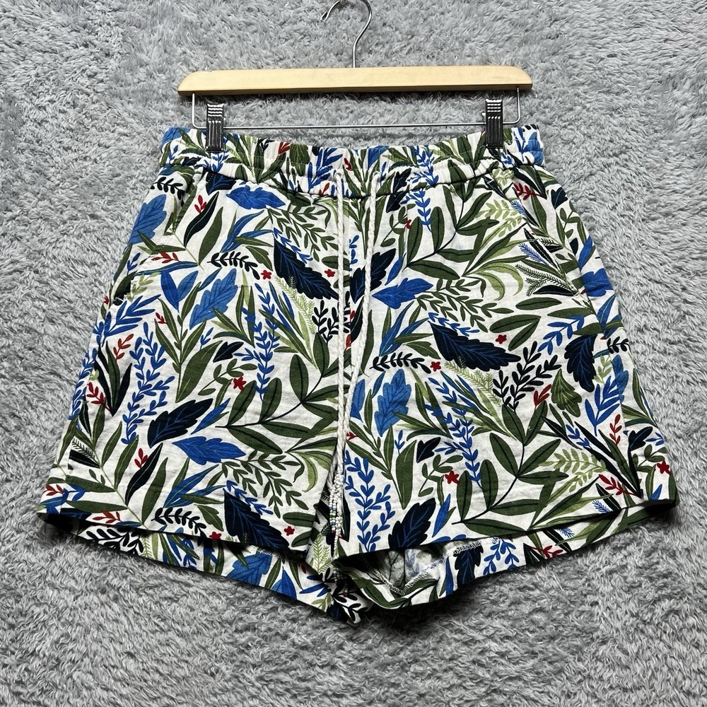 Joie Shorts Womens 8 Linen Blend Evelyn Tropical Floral Botanical Pull‎ On Beach